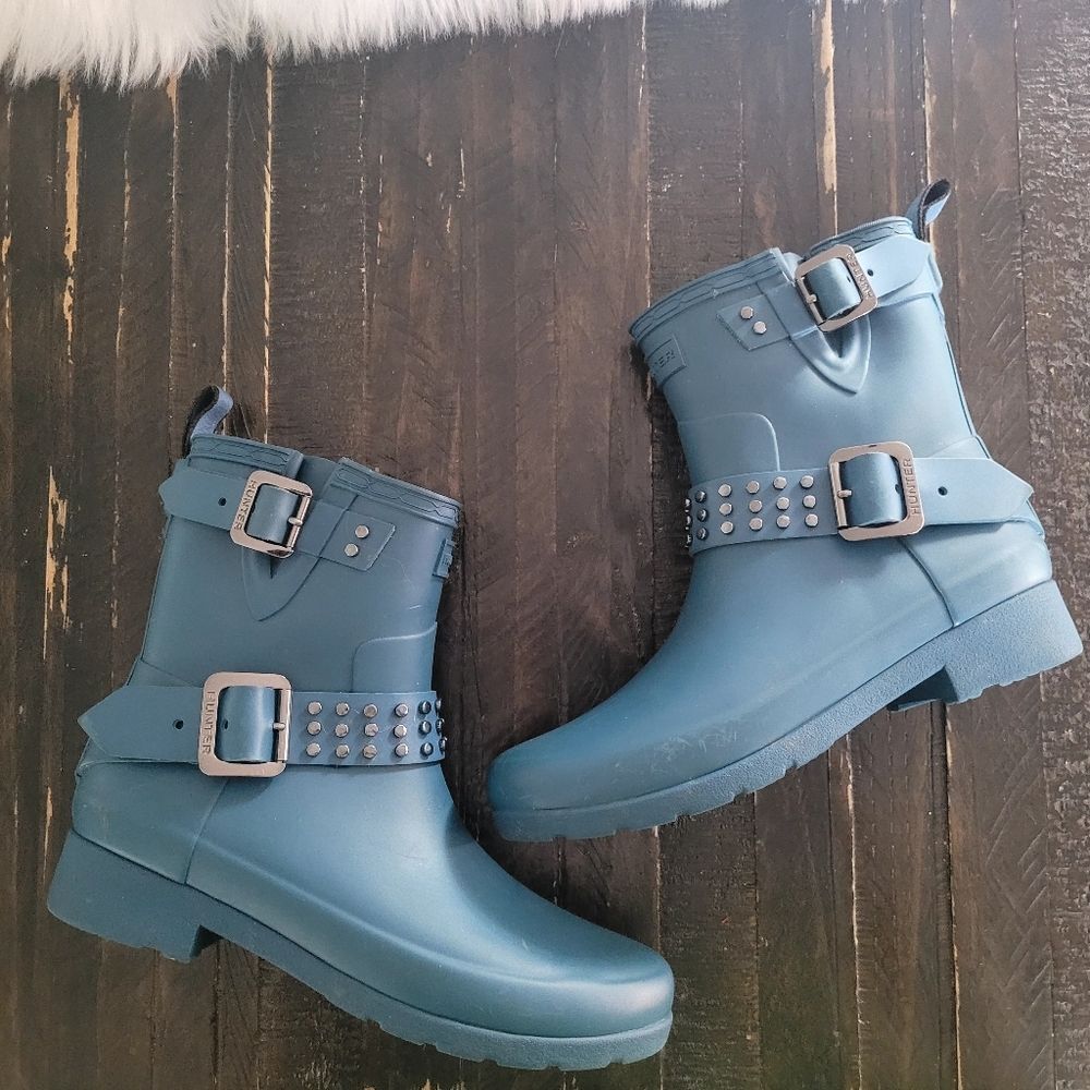 Hunter Refined Rockpool Stud Biker Boots Women's Size 5